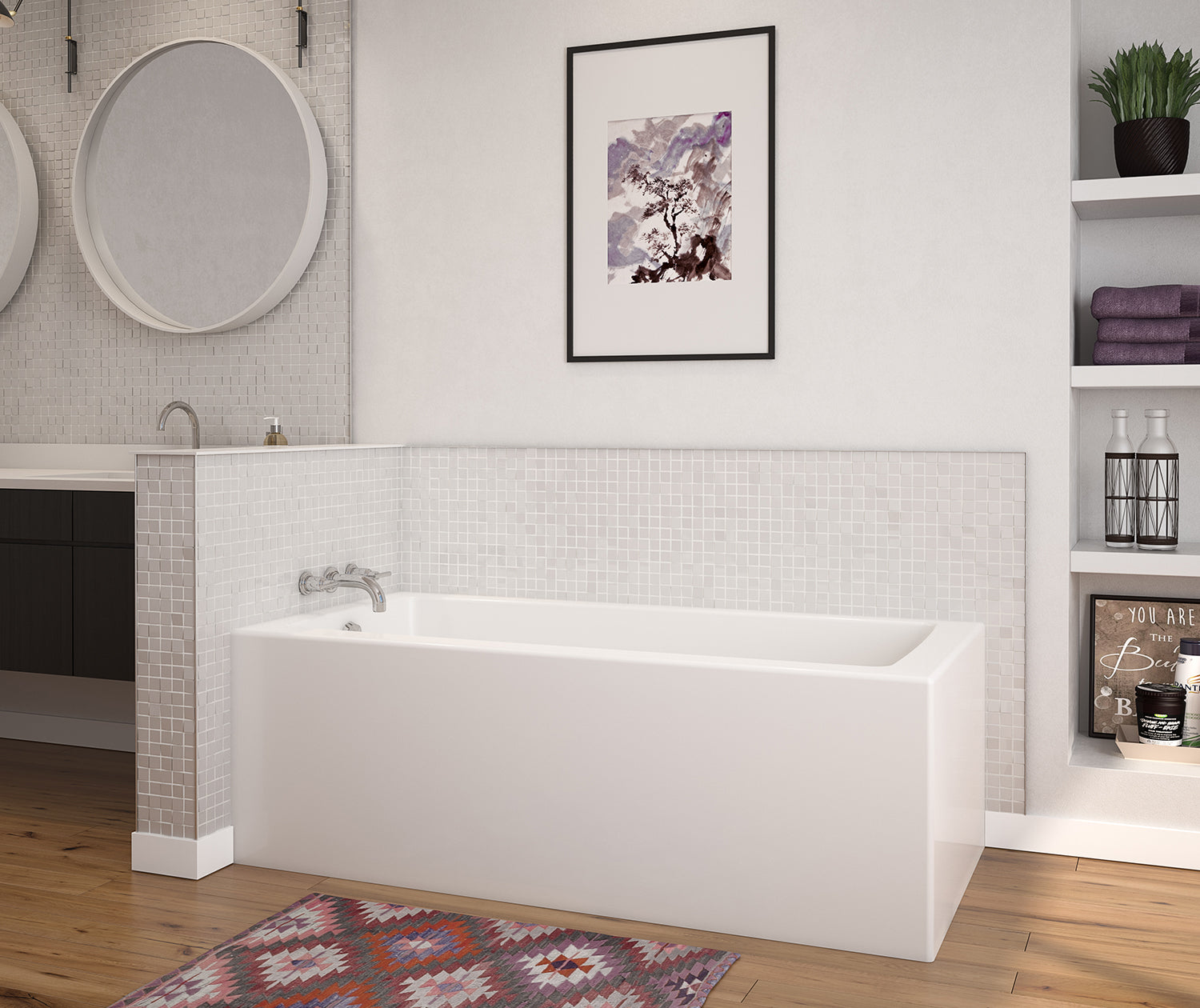 Nomad Corner 6032 AFR AcrylX Corner Left-Hand Drain Bathtub in White - Plumbing Market