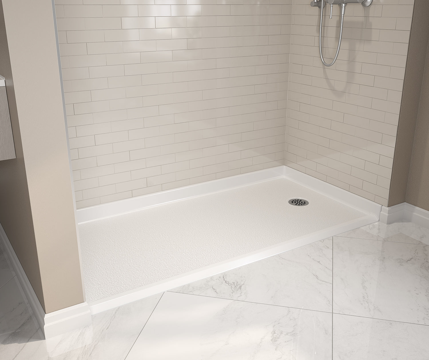 Outlook Base 6030 AcrylX Alcove Shower Base with Left-Hand Drain in White - Plumbing Market
