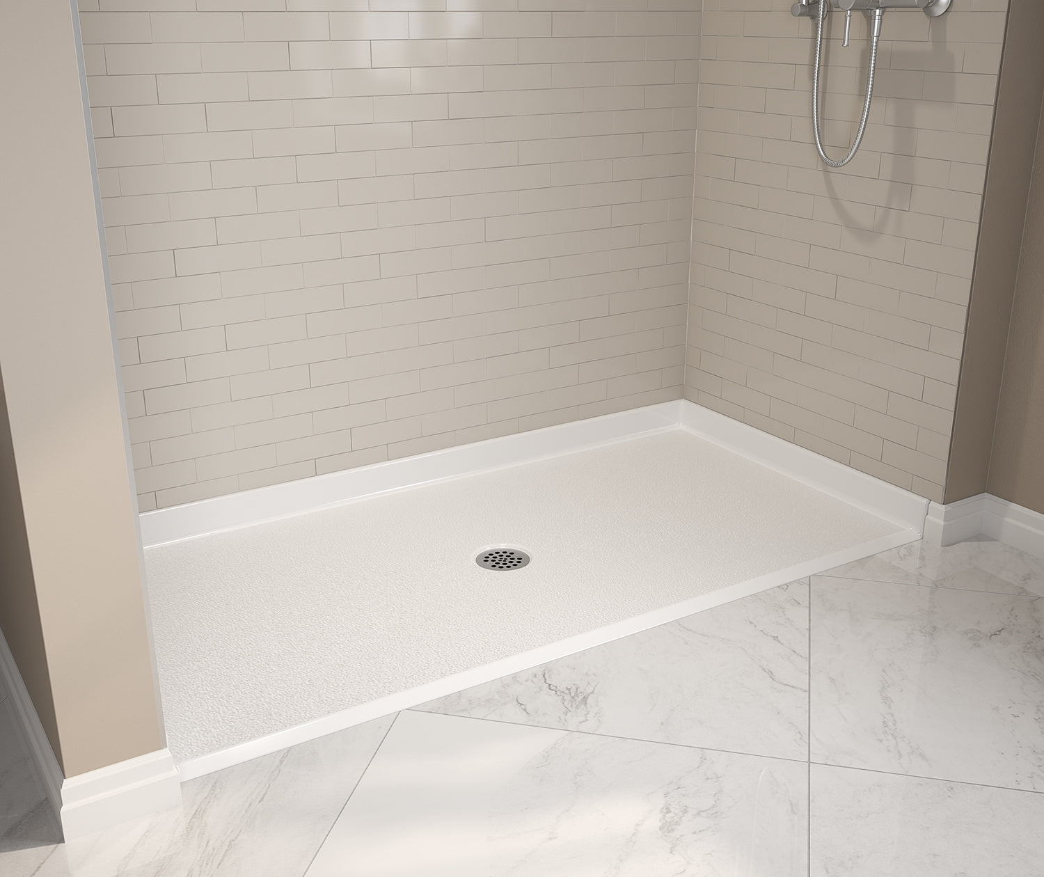 Outlook Base 6238 AcrylX Alcove Shower Base with Center Drain in White - Plumbing Market