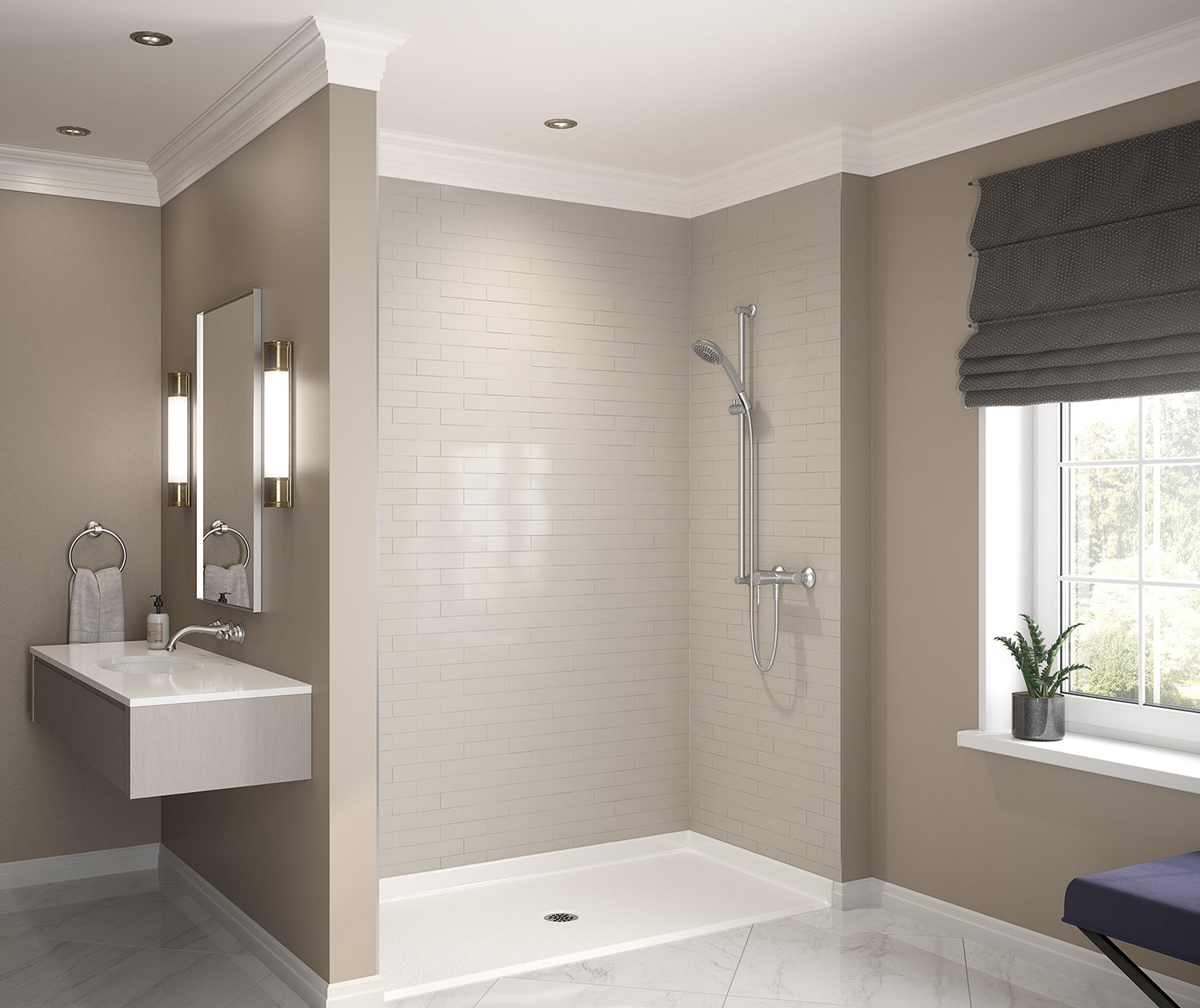 Outlook Base 6238 AcrylX Alcove Shower Base with Center Drain in White - Plumbing Market