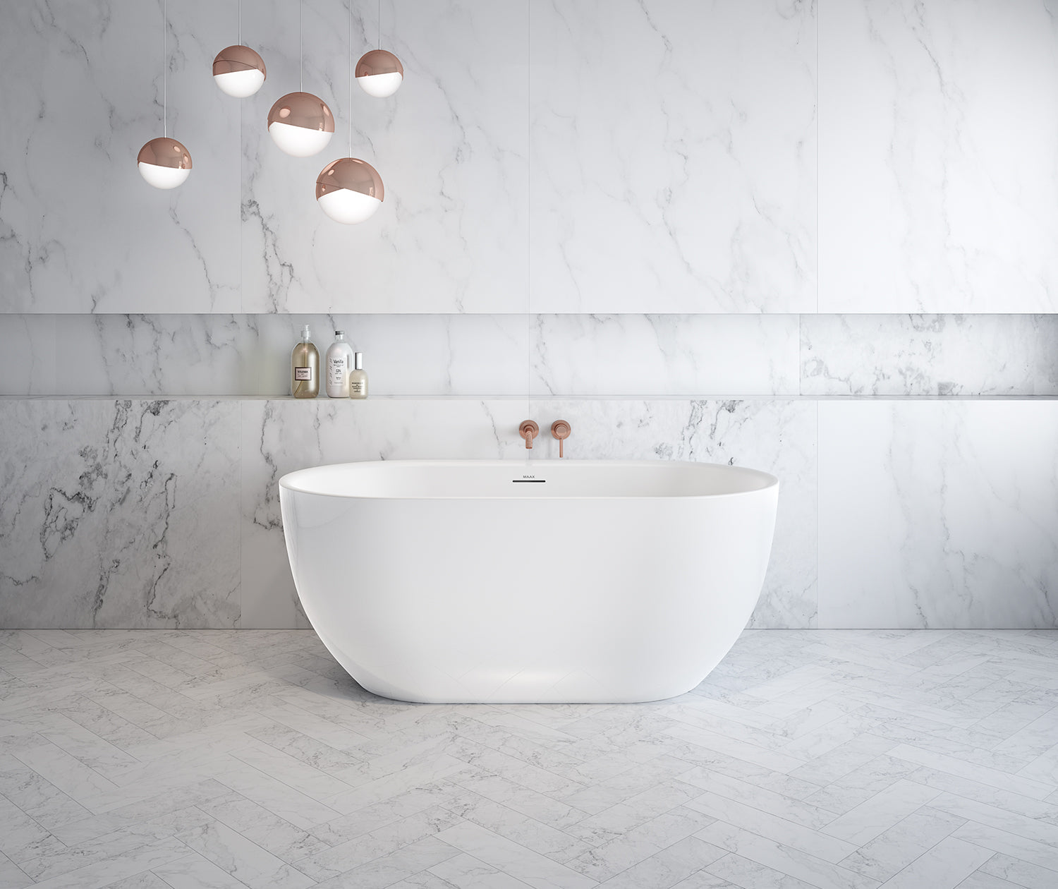 Tosca 5932 Acrylic Freestanding Center Drain Bathtub in White with White Skirt - Plumbing Market