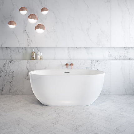 Tosca 5932 Acrylic Freestanding Center Drain Bathtub in White with White Skirt - Plumbing Market