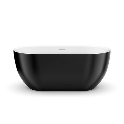 Tosca 5932 Acrylic Freestanding Center Drain Bathtub in White with Black Skirt - Plumbing Market