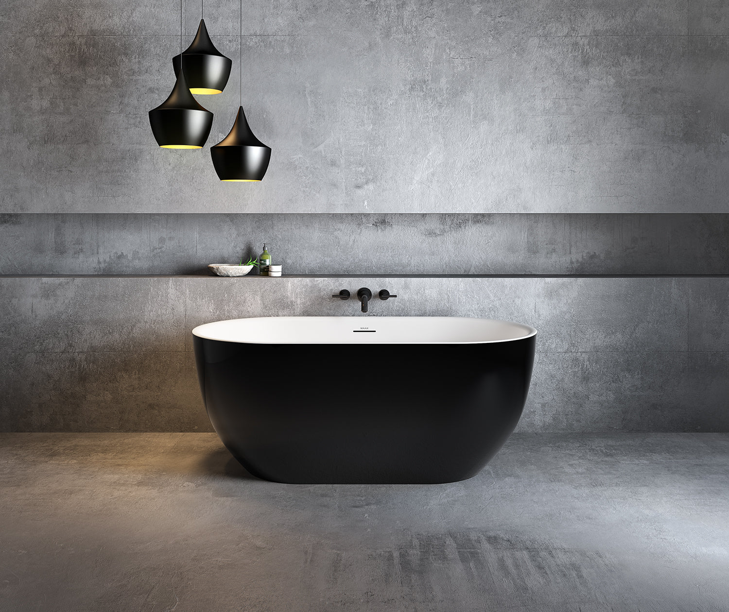 Tosca 5932 Acrylic Freestanding Center Drain Bathtub in White with Black Skirt - Plumbing Market