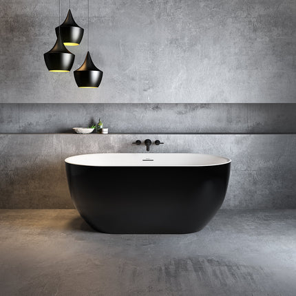 Tosca 5932 Acrylic Freestanding Center Drain Bathtub in White with Black Skirt - Plumbing Market