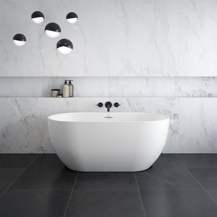 Tosca Matte 5932 Acrylic Freestanding Center Drain Bathtub in Matte White with Matte White Skirt - Plumbing Market