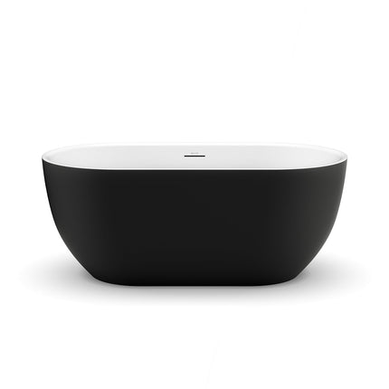 Tosca Matte 5932 Acrylic Freestanding Center Drain Bathtub in Matte White with Matte Black Skirt - Plumbing Market