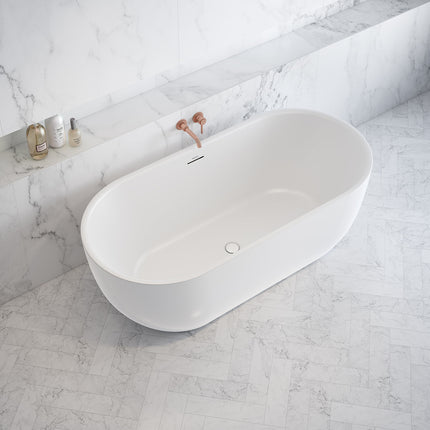 Tosca 6732 Acrylic Freestanding Center Drain Bathtub in White with White Skirt - Plumbing Market