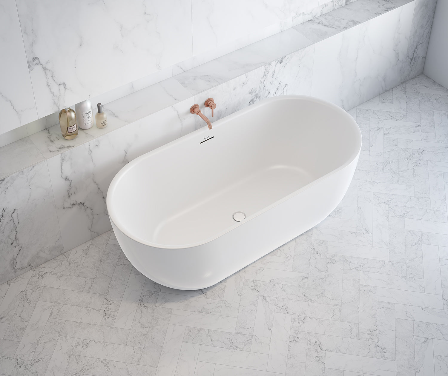 Tosca 6732 Acrylic Freestanding Center Drain Bathtub in White with White Skirt - Plumbing Market