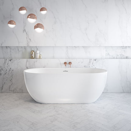 Tosca 6732 Acrylic Freestanding Center Drain Bathtub in White with White Skirt - Plumbing Market