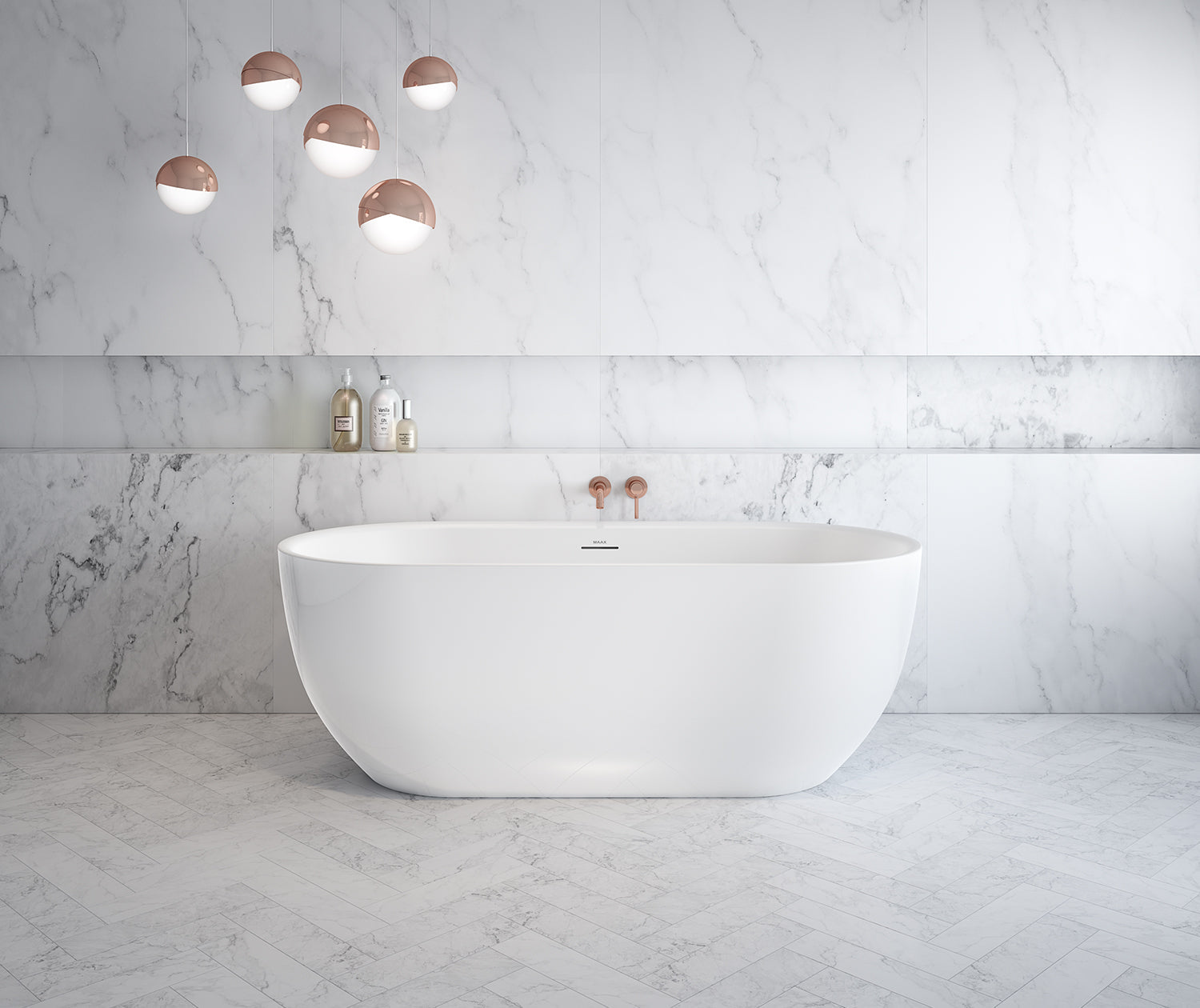 Tosca 6732 Acrylic Freestanding Center Drain Bathtub in White with White Skirt - Plumbing Market