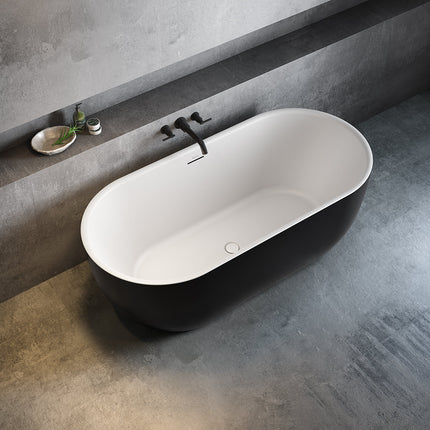 Tosca 6732 Acrylic Freestanding Center Drain Bathtub in White with Black Skirt - Plumbing Market