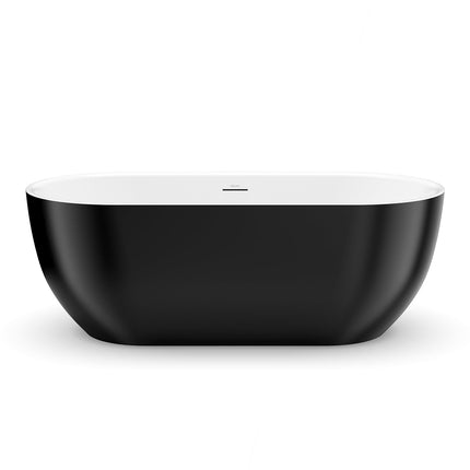 Tosca 6732 Acrylic Freestanding Center Drain Bathtub in White with Black Skirt - Plumbing Market