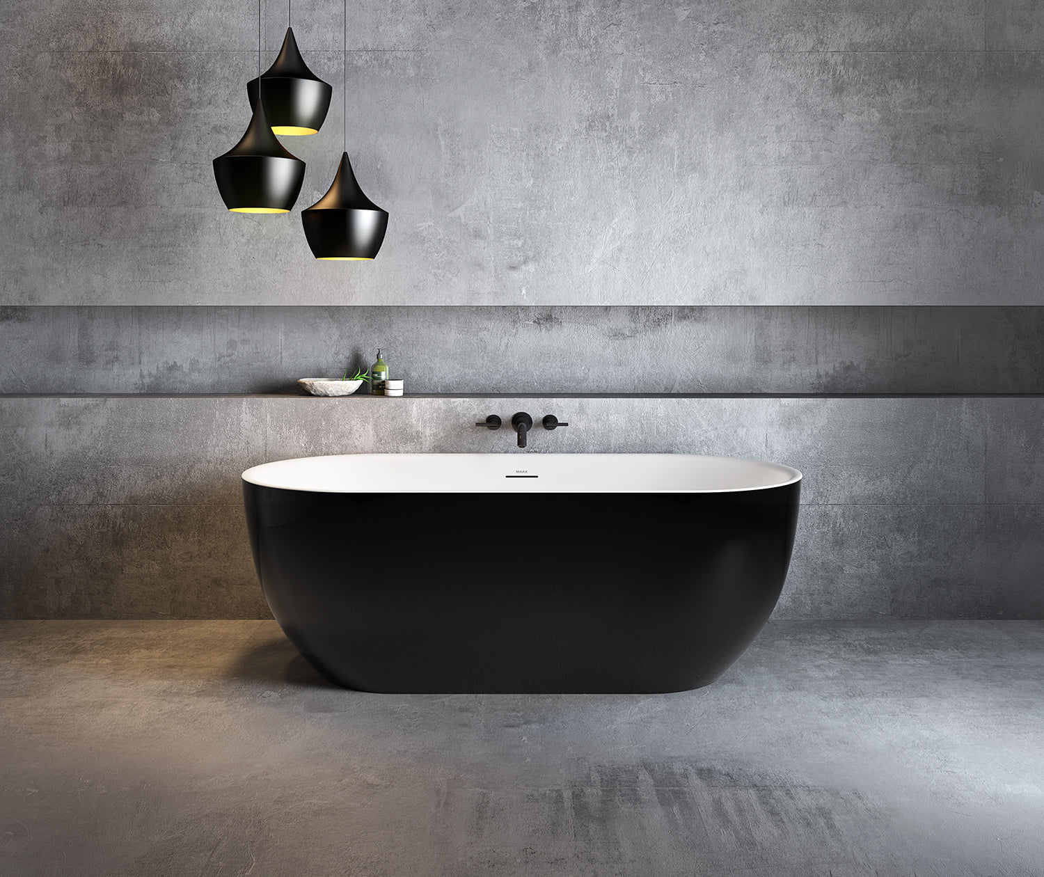 Tosca 6732 Acrylic Freestanding Center Drain Bathtub in White with Black Skirt - Plumbing Market