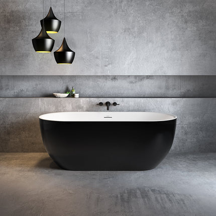 Tosca 6732 Acrylic Freestanding Center Drain Bathtub in White with Black Skirt - Plumbing Market