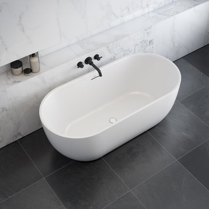 Tosca 6732 Acrylic Freestanding Center Drain Bathtub in Matte White with Matte White Skirt - Plumbing Market