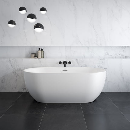 Tosca 6732 Acrylic Freestanding Center Drain Bathtub in Matte White with Matte White Skirt - Plumbing Market