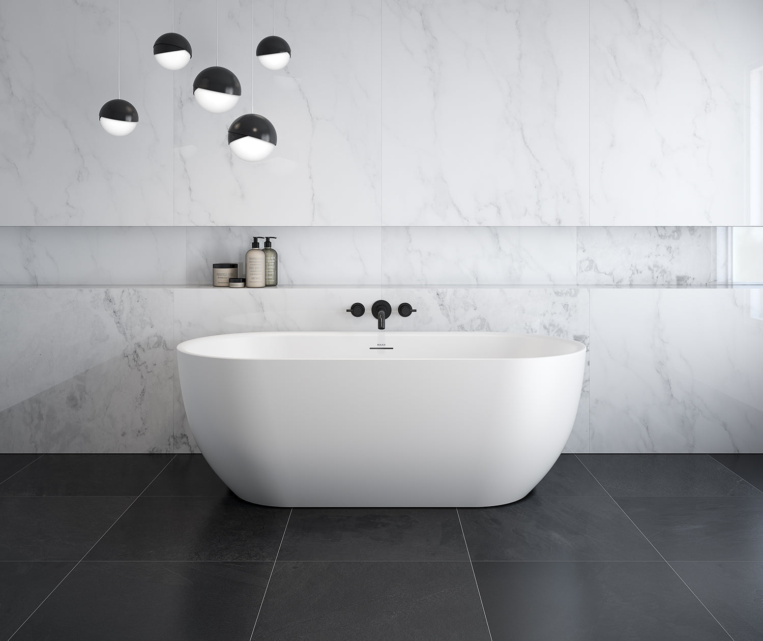 Tosca 6732 Acrylic Freestanding Center Drain Bathtub in Matte White with Matte White Skirt - Plumbing Market