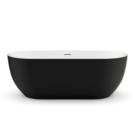 Tosca Matte 6732 Acrylic Freestanding Center Drain Bathtub in Matte White with Matte Black Skirt - Plumbing Market