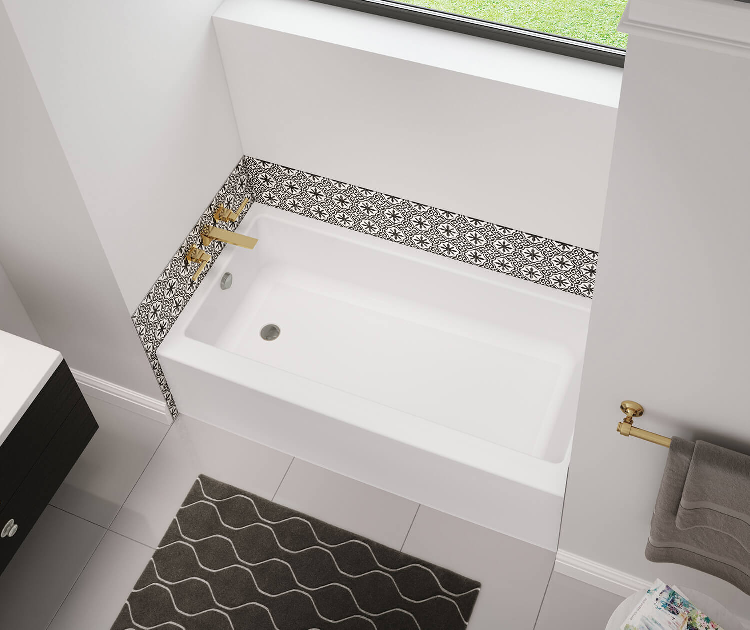 Bosca Access 6030 Acrylic Alcove Left-Hand Drain Bathtub in White - Plumbing Market