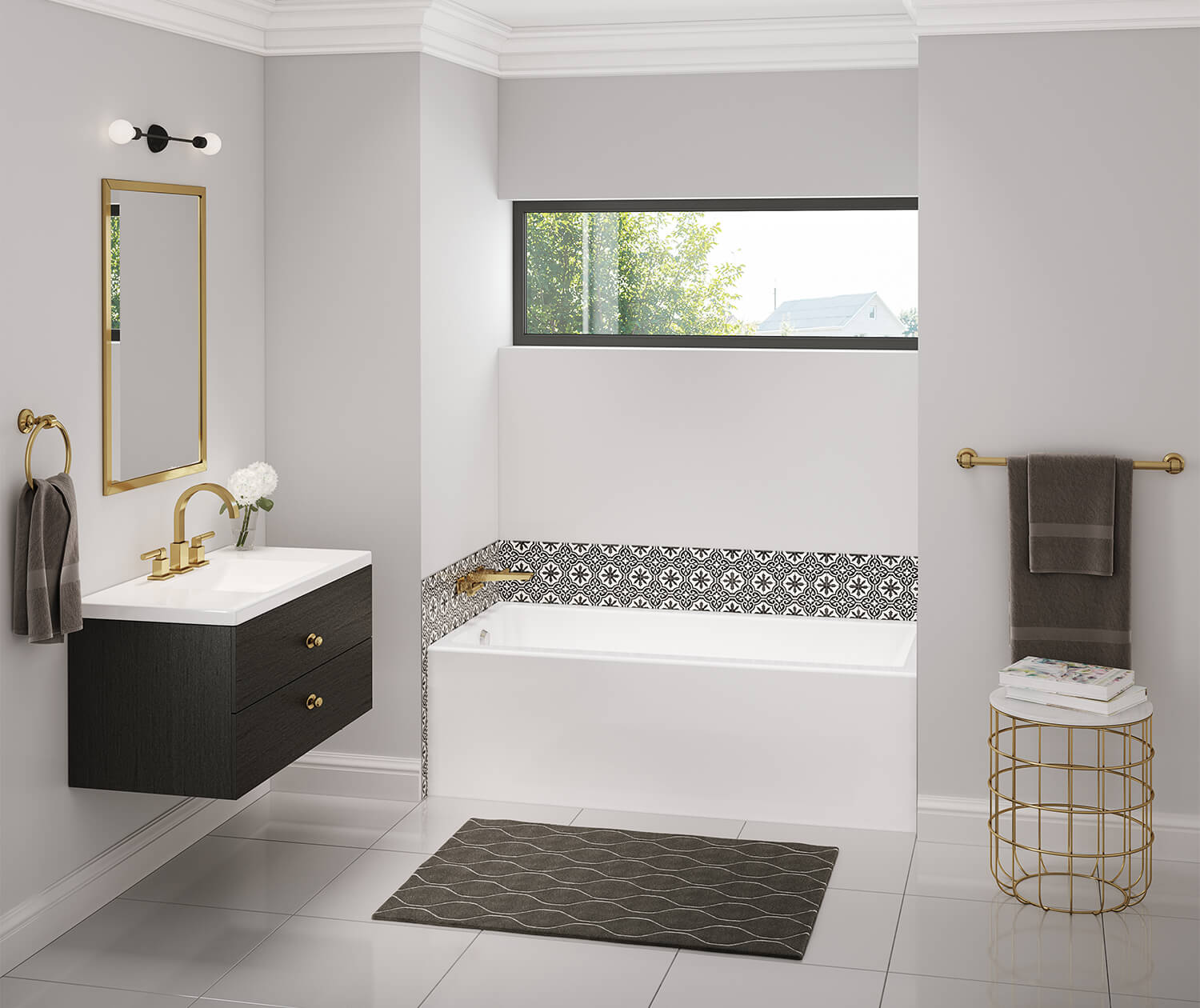 Bosca 6032 Acrylic Alcove Left-Hand Drain Bathtub in White - Plumbing Market