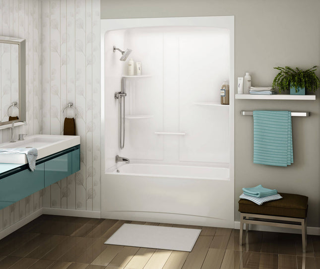 Allia TSR-6032 Acrylic Alcove Left-Hand Drain One-Piece Tub Shower in White - Plumbing Market