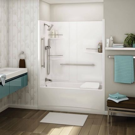 Allia TS-6032 Acrylic Alcove Left-Hand Drain One-Piece Tub Shower in White - Plumbing Market
