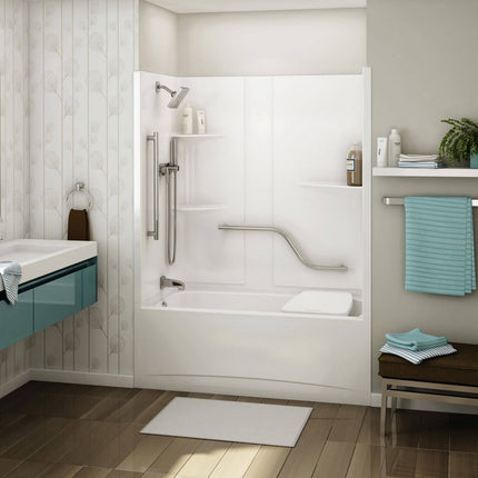 Allia TS-6032 Acrylic Alcove Left-Hand Drain One-Piece Tub Shower in White - Plumbing Market