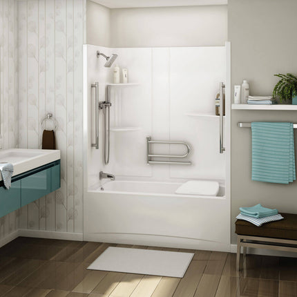 Allia TS-6032 Acrylic Alcove Left-Hand Drain One-Piece Tub Shower in White - Plumbing Market
