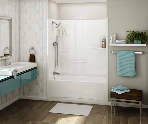 Allia TS-6032 Acrylic Alcove Left-Hand Drain One-Piece Tub Shower in White - Plumbing Market