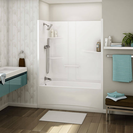 Allia TS-6032 Acrylic Alcove Left-Hand Drain One-Piece Tub Shower in White - Plumbing Market