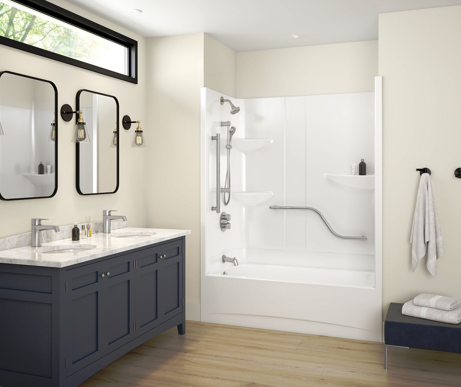 Allia Access TS-6032 Acrylic Alcove Left-Hand Drain One-Piece Tub Shower in White - Plumbing Market