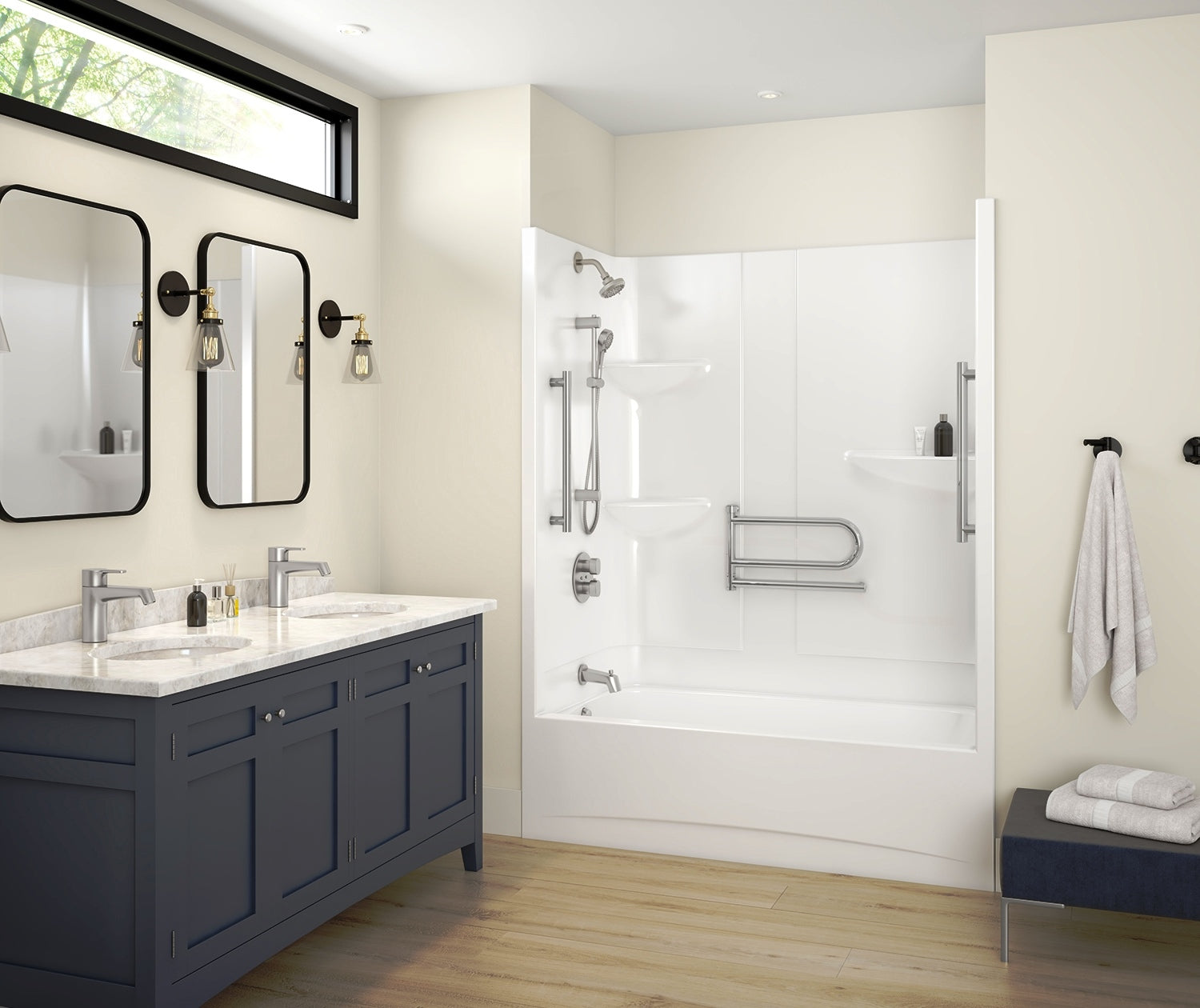 Allia Access TS-6032 Acrylic Alcove Left-Hand Drain One-Piece Tub Shower in White - Plumbing Market