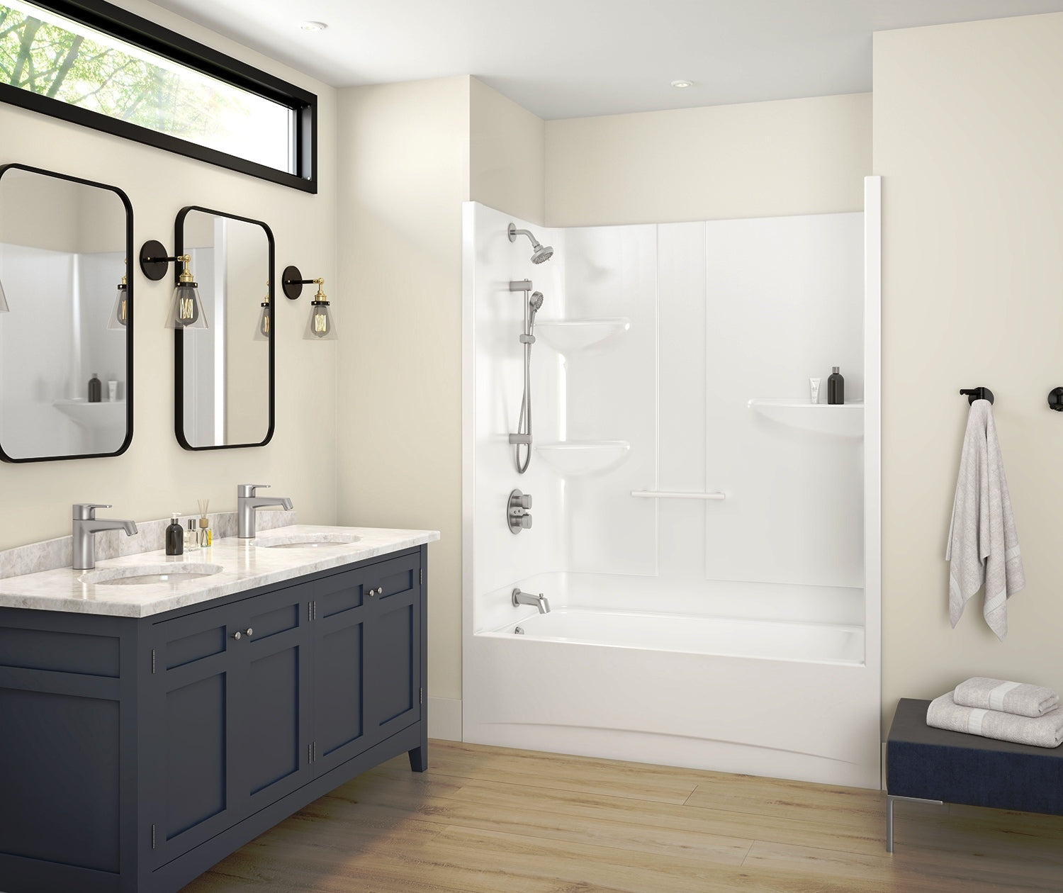 Allia Access TS-6032 Acrylic Alcove Left-Hand Drain One-Piece Tub Shower in White - Plumbing Market