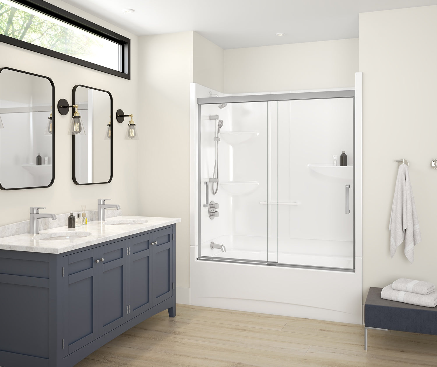 Allia Access TS-6032 Acrylic Alcove Left-Hand Drain Two-Piece Tub Shower in White - Plumbing Market