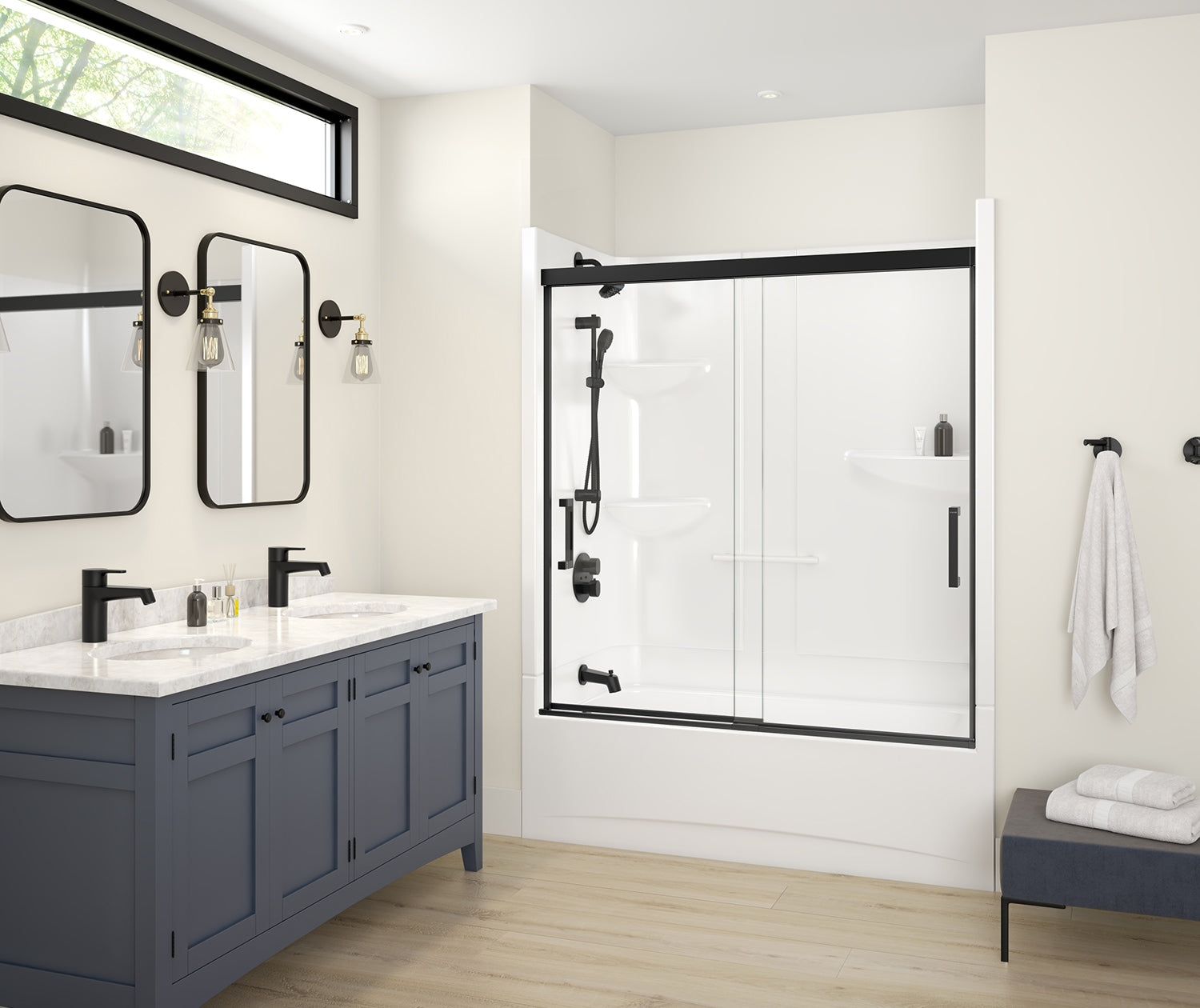 Allia Access TS-6032 Acrylic Alcove Left-Hand Drain Two-Piece Tub Shower in White - Plumbing Market