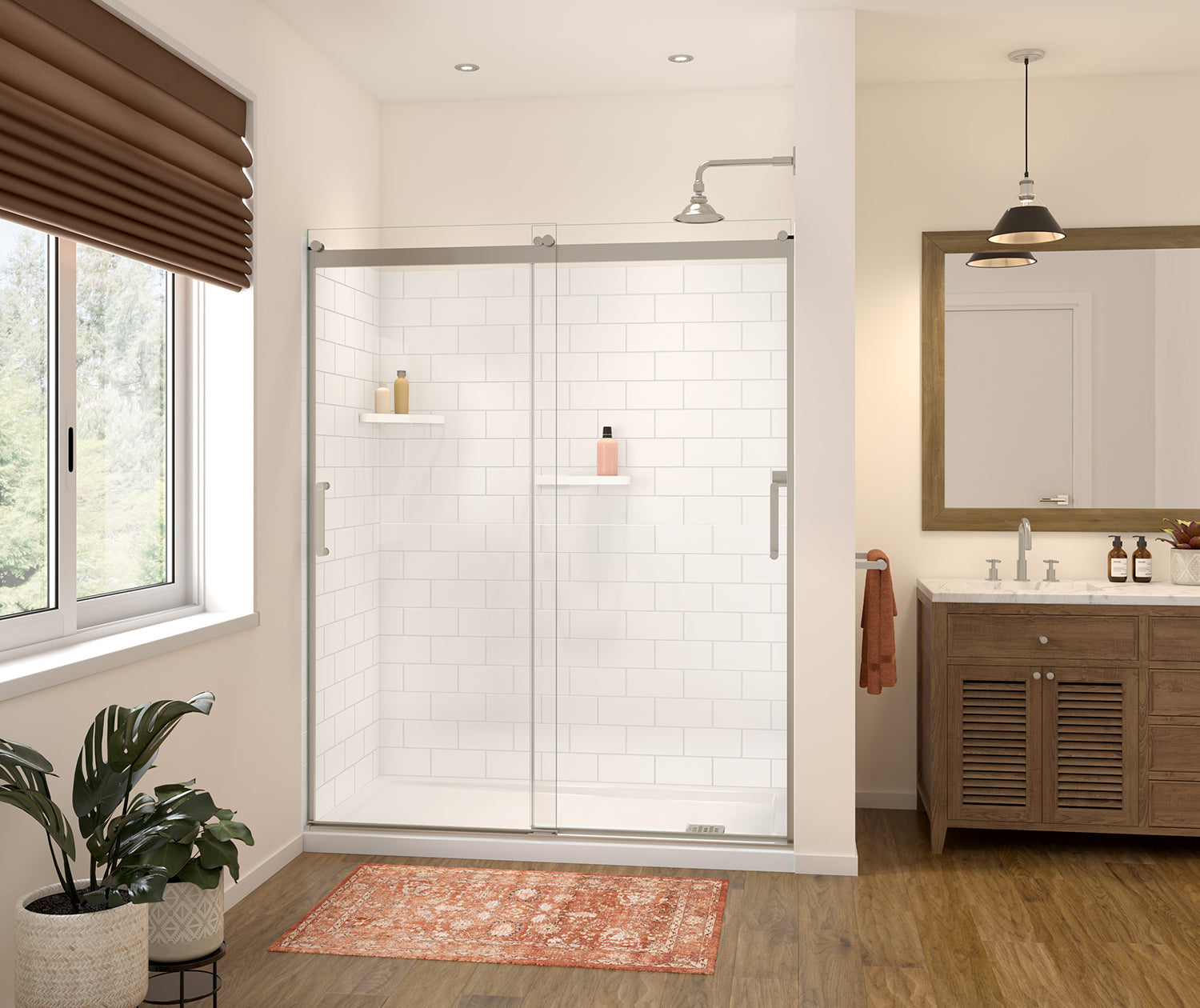 Versaline 6036 Composite Glue-up Four-Piece Shower Wall Kit in Subway White - Plumbing Market
