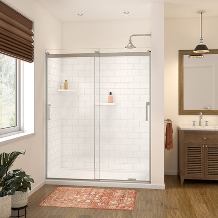 Versaline 6036 Composite Glue-up Four-Piece Shower Wall Kit in Subway White - Plumbing Market