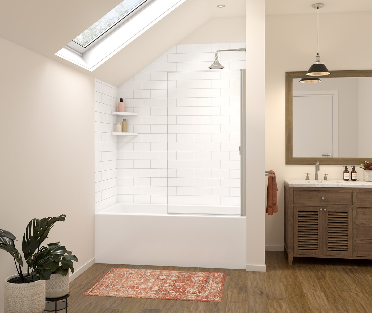 Versaline 6036 Composite Glue-up Four-Piece Shower Wall Kit in Subway White - Plumbing Market