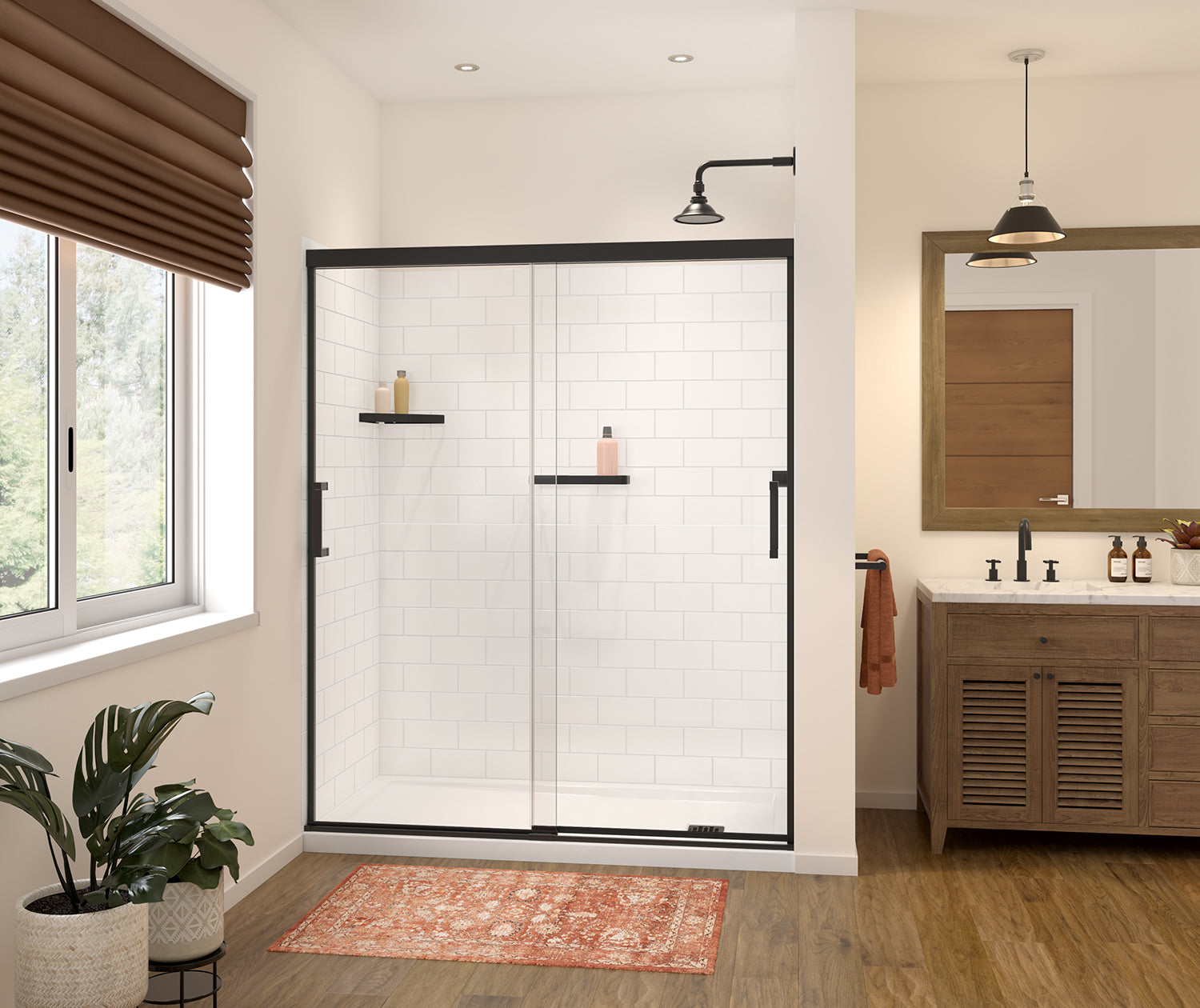 Versaline 6036 Composite Glue-up Four-Piece Shower Wall Kit in Subway White - Plumbing Market