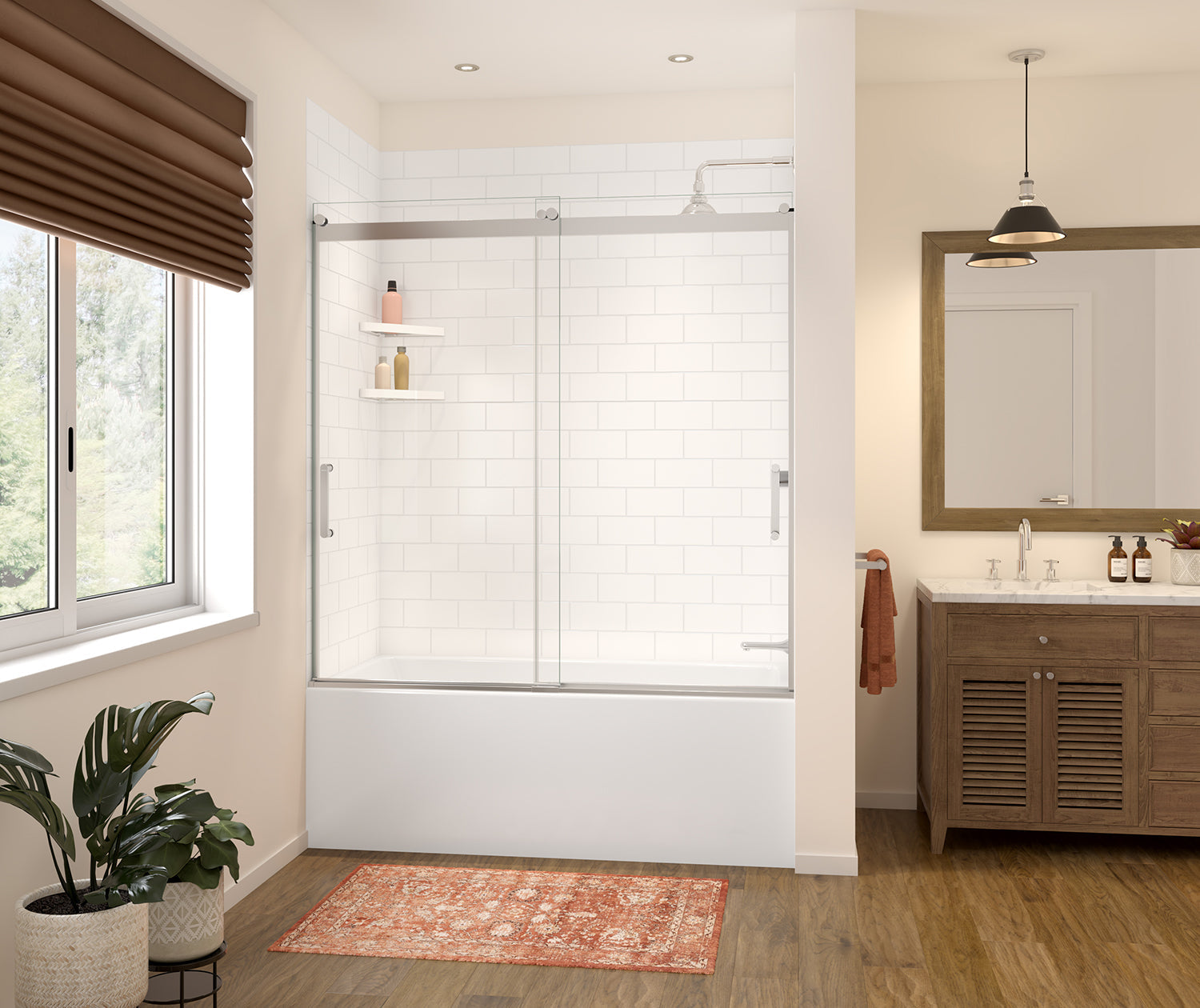 Versaline 6036 Composite Glue-up Four-Piece Shower Wall Kit in Subway White - Plumbing Market