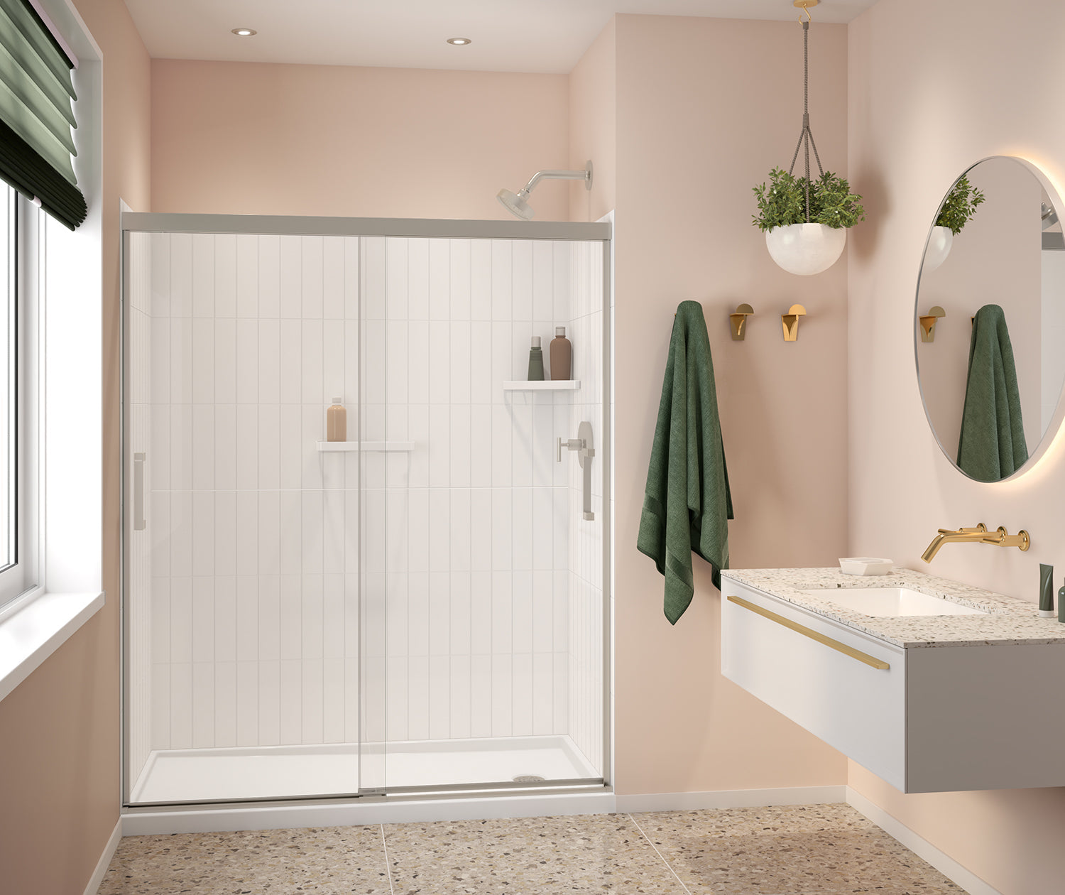 Versaline 6036 Composite Glue-up Four-Piece Shower Wall Kit in Vertical White - Plumbing Market