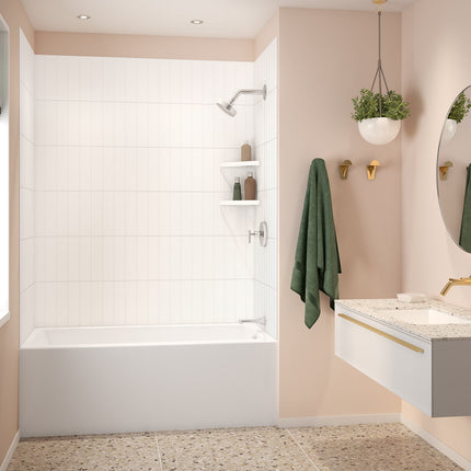 Versaline 6036 Composite Glue-up Four-Piece Shower Wall Kit in Vertical White - Plumbing Market