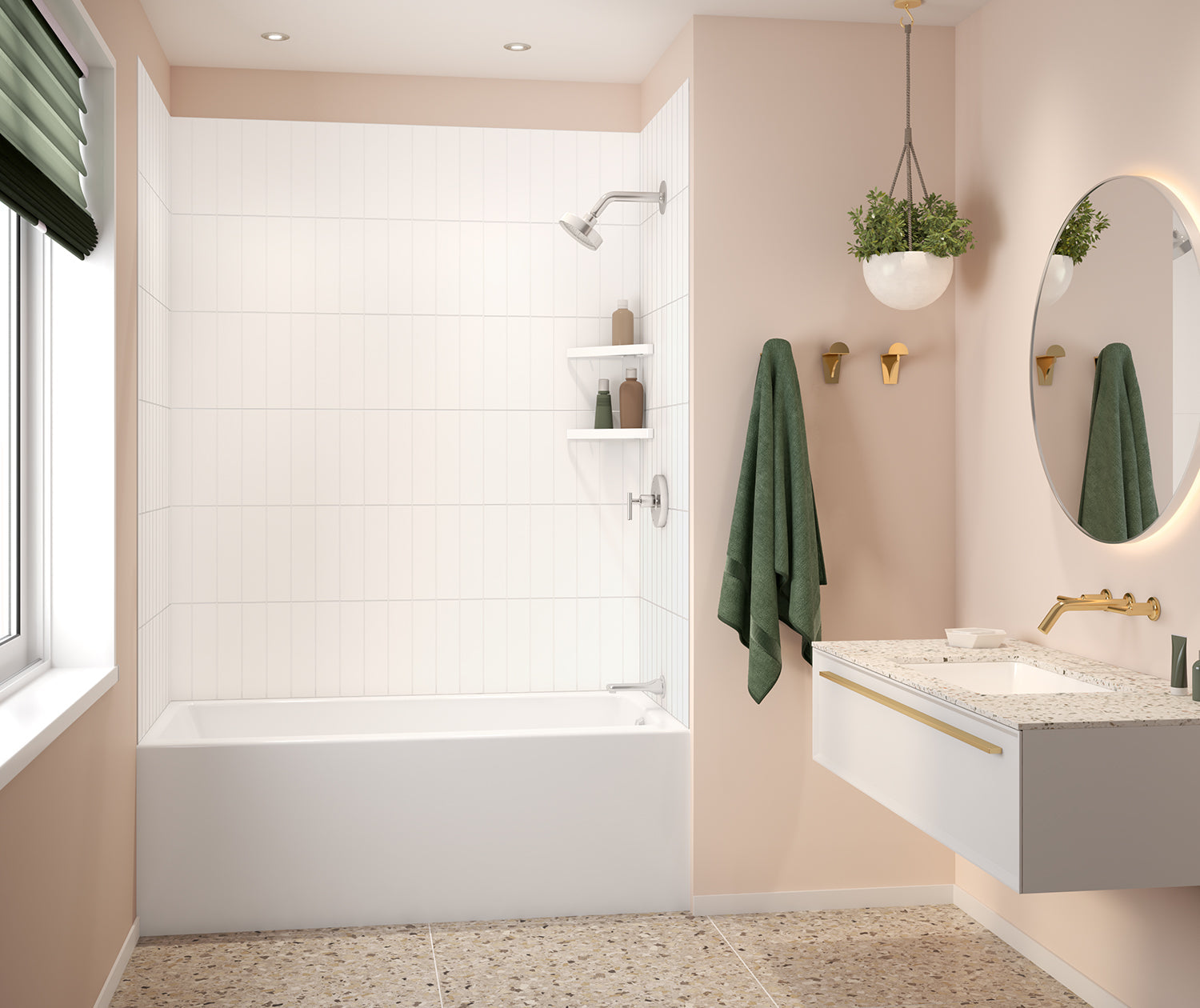 Versaline 6036 Composite Glue-up Four-Piece Shower Wall Kit in Vertical White - Plumbing Market