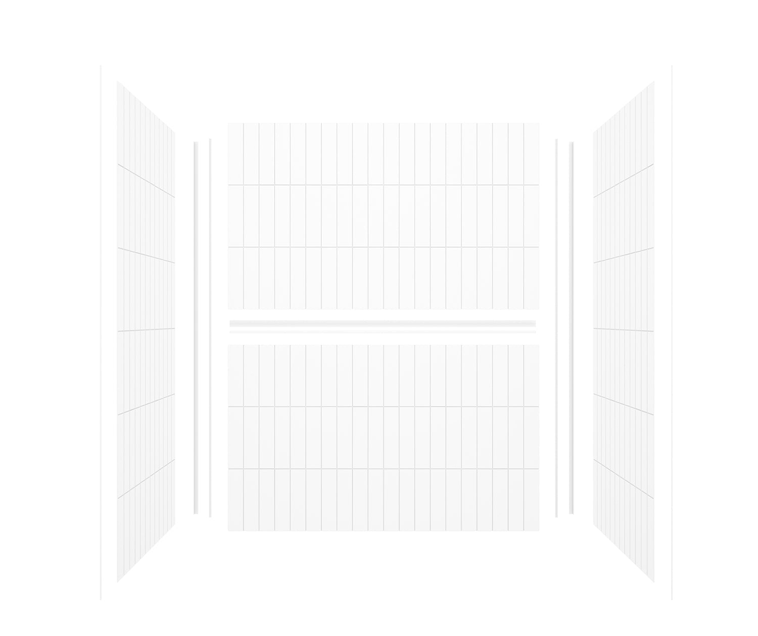 Versaline 6036 Composite Glue-up Four-Piece Shower Wall Kit in Vertical White - Plumbing Market