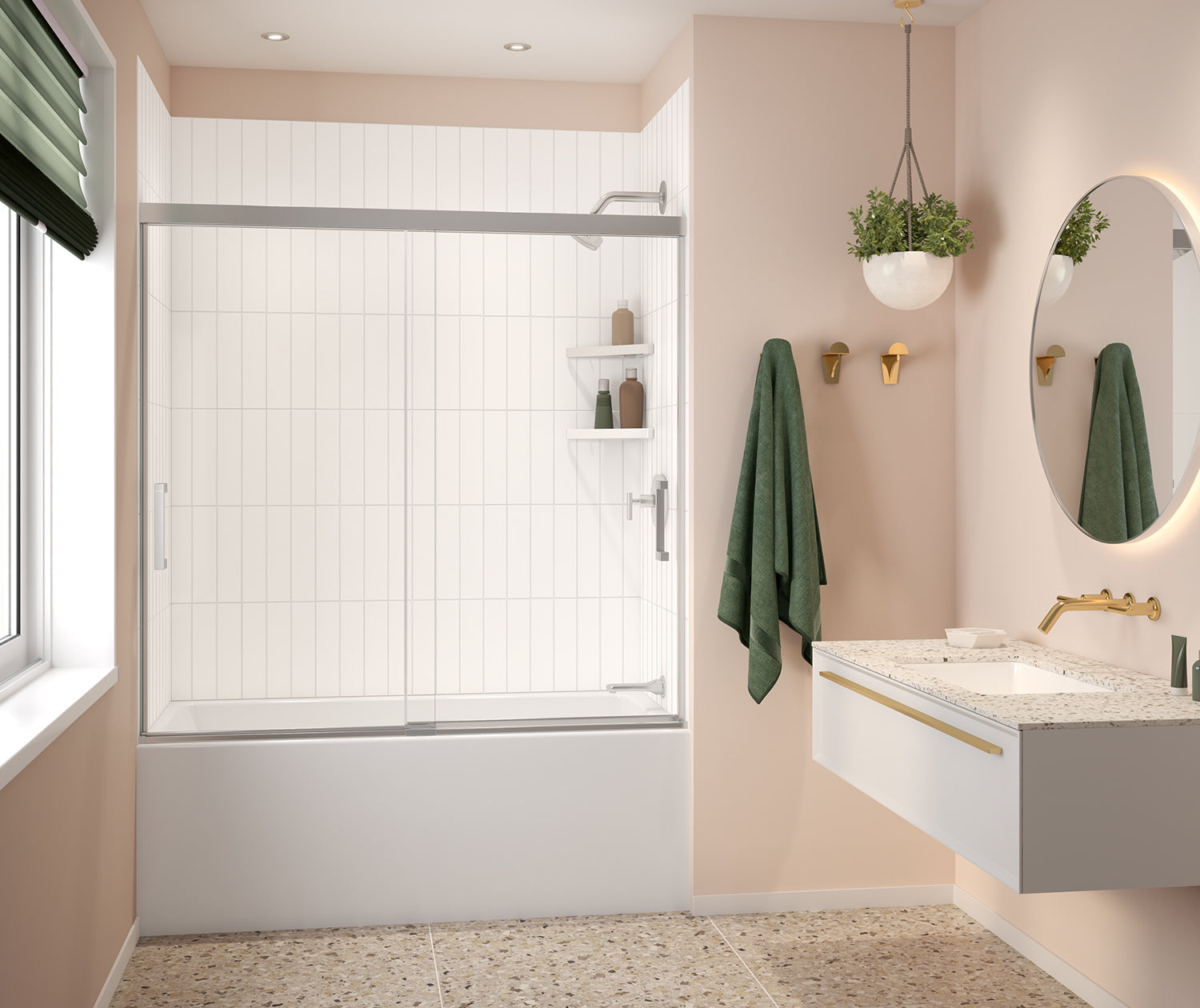 Versaline 6036 Composite Glue-up Four-Piece Shower Wall Kit in Vertical White - Plumbing Market