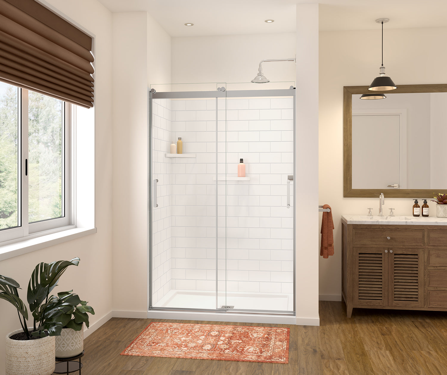 Versaline 4836 Composite Glue-up Four-Piece Shower Wall Kit in Subway White - Plumbing Market