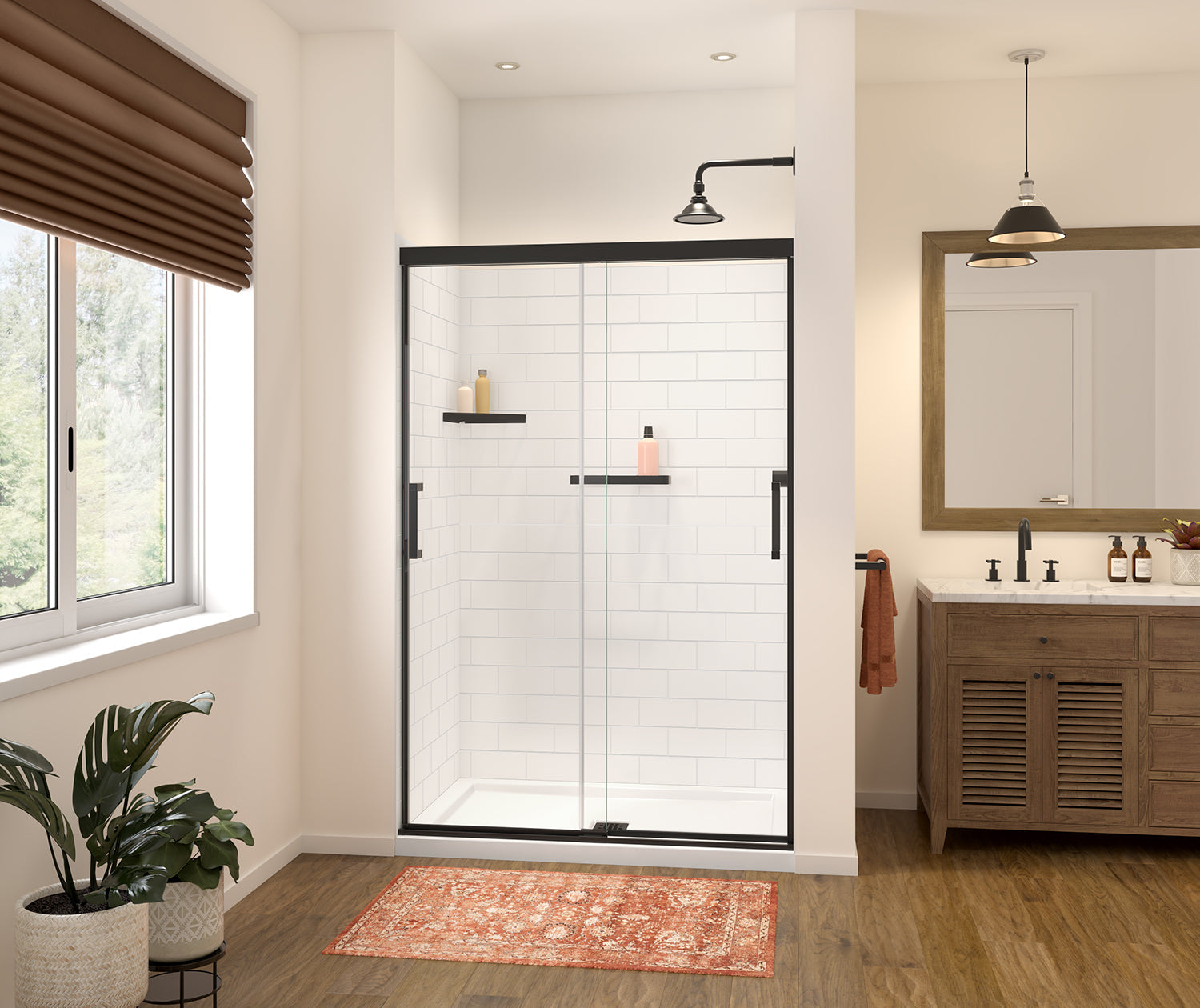 Versaline 4836 Composite Glue-up Four-Piece Shower Wall Kit in Subway White - Plumbing Market