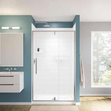 Denso 50 in. Solid Surface Glue up Back Wall in White - Plumbing Market