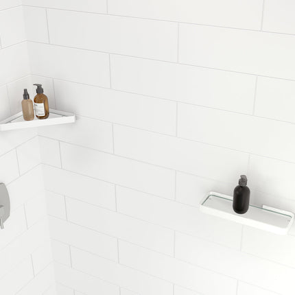 Denso 50 in. Solid Surface Glue up Back Wall in White - Plumbing Market